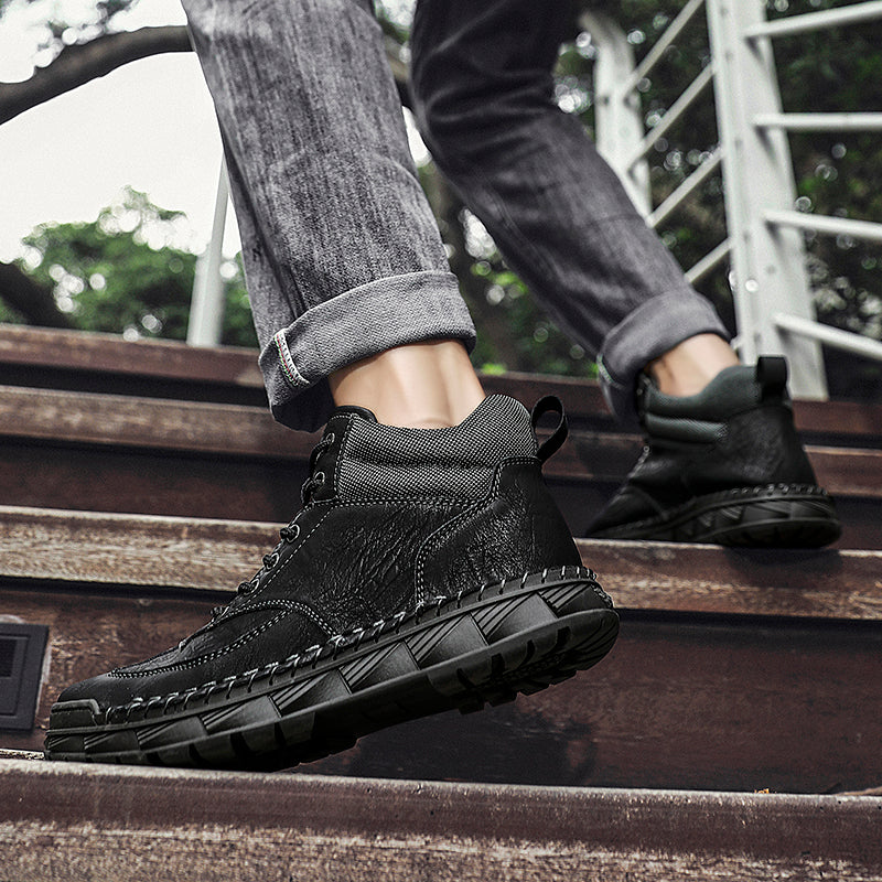 Herren Handgefertigte Lederstiefel Motorradstiefel
