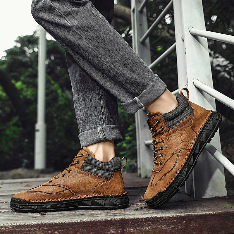 Herren Handgefertigte Lederstiefel Motorradstiefel