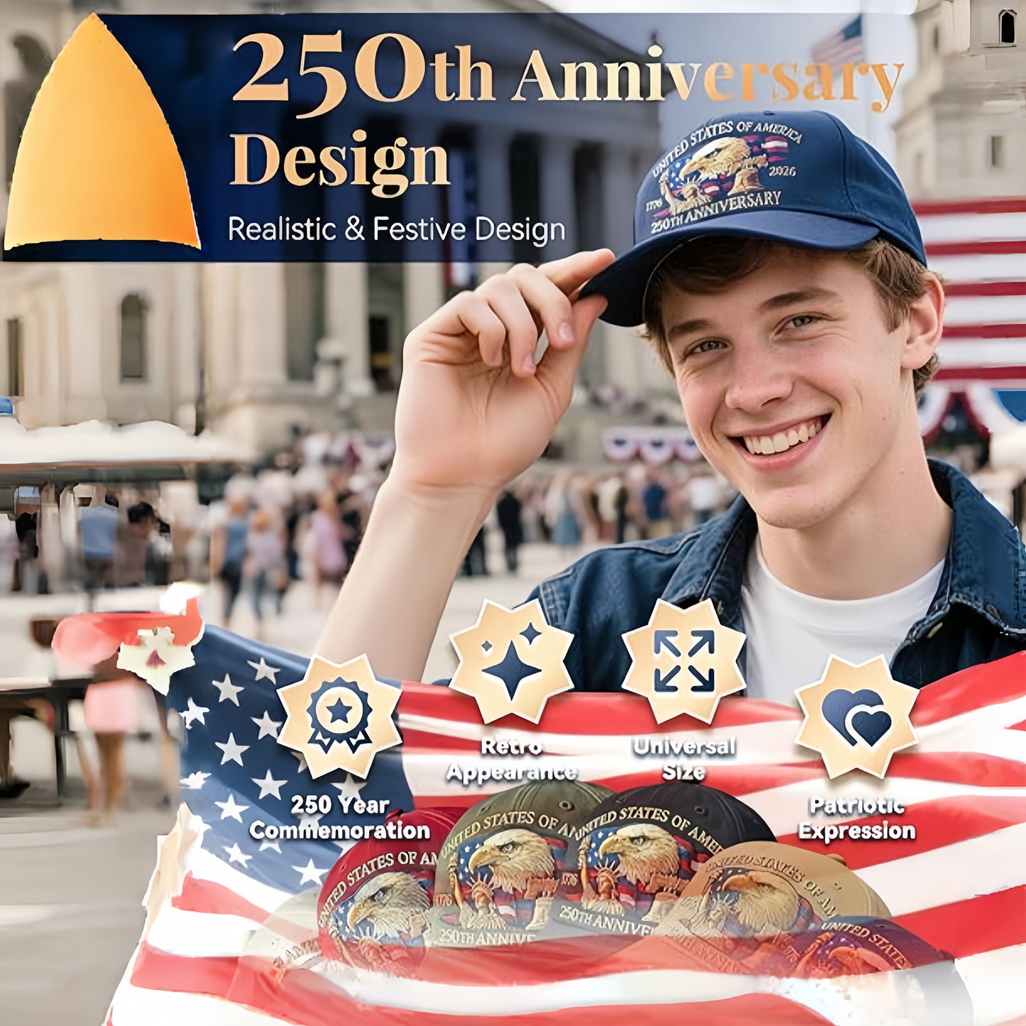 Vereinigte Staaten 250. Jubiläum Adler Patriotische Baseballkappe